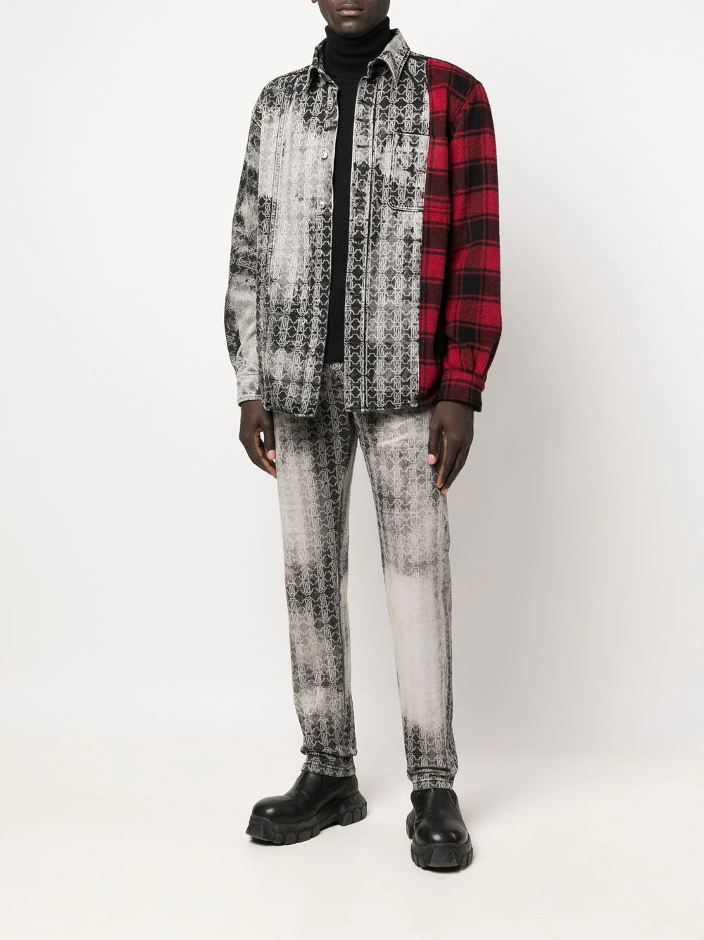 Long-Sleeved Patchwork Shirt - Image 3