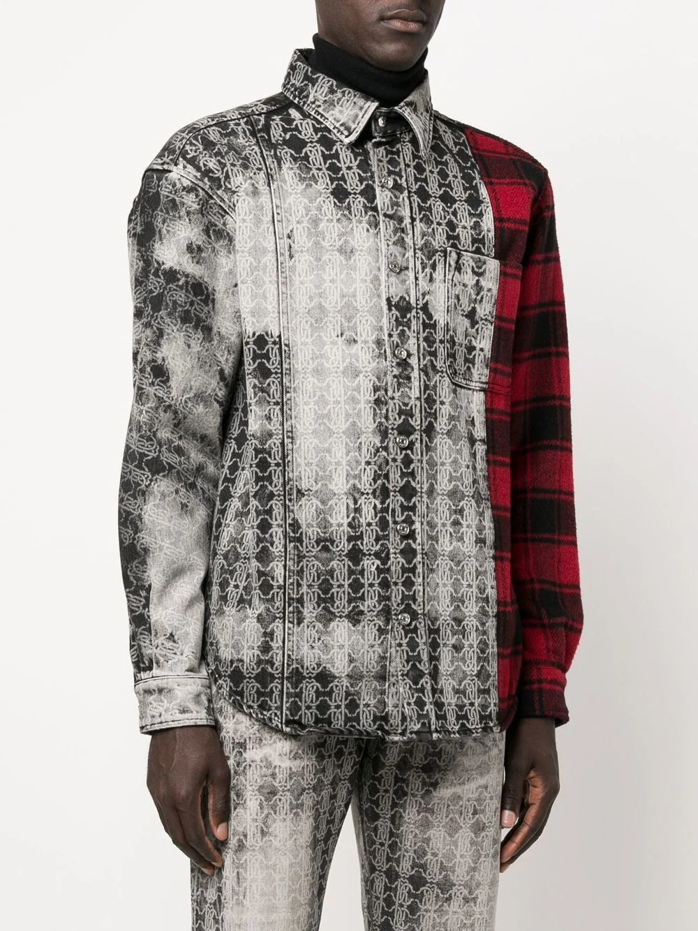 Long-Sleeved Patchwork Shirt - Image 5