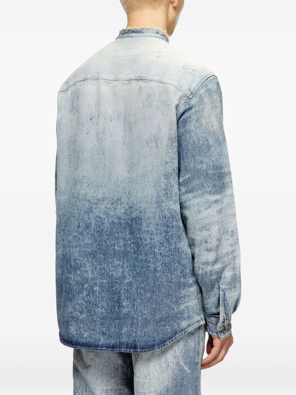 Mandarin-Collar Denim Shirt - Image 5