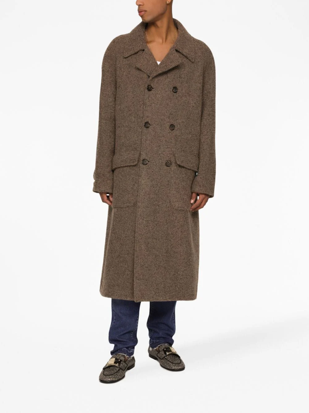 Mélange-Effect Double-Breasted Coat - Image 3