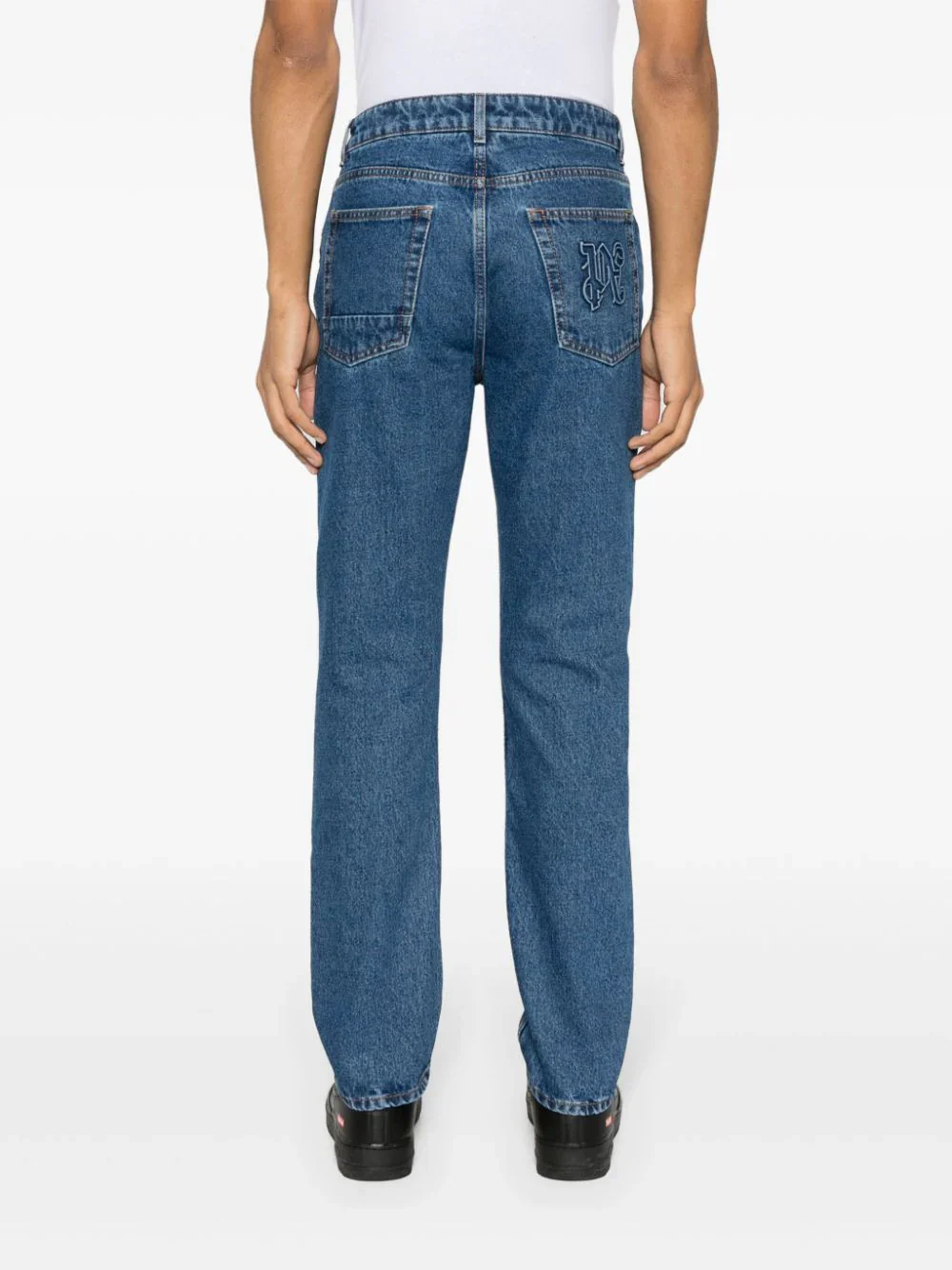 Monogram-Embroidered Straight-Leg Jeans - Image 4