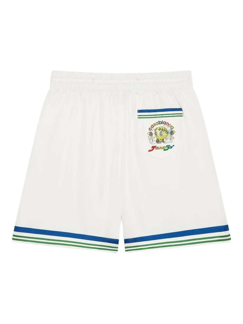 Motif-Embroidered Striped Shorts