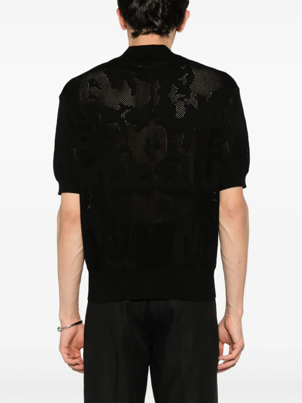 Open-Knit Cotton Polo Shirt - Image 4