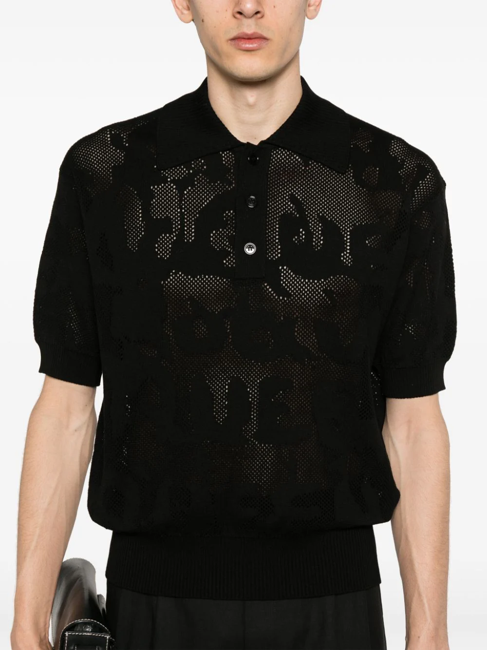 Open-Knit Cotton Polo Shirt - Image 5