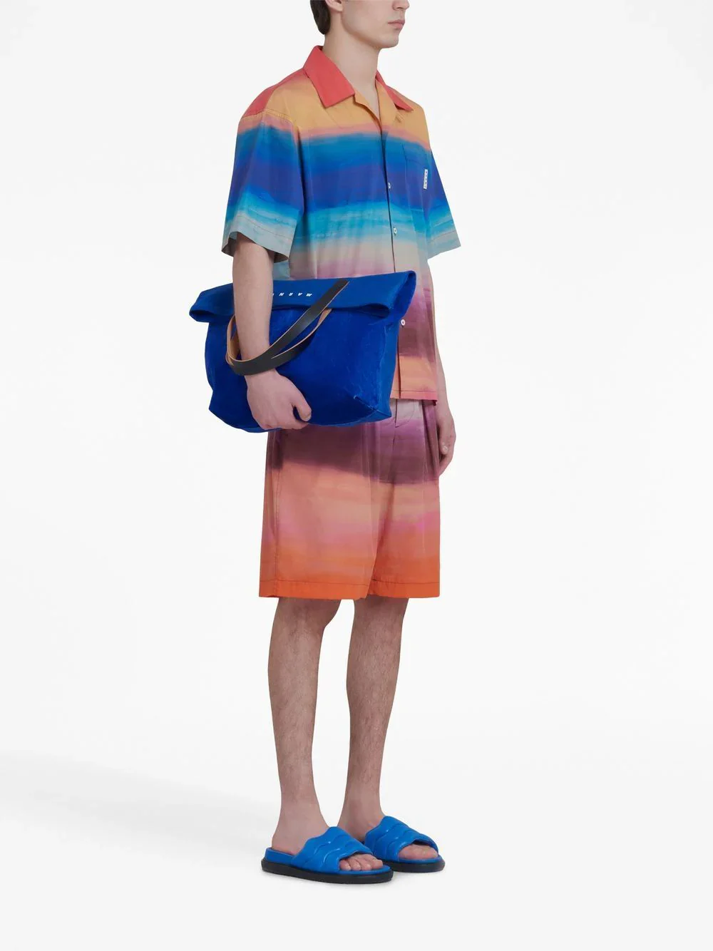 Painterly-Print Pleated Cotton Shorts - Image 2