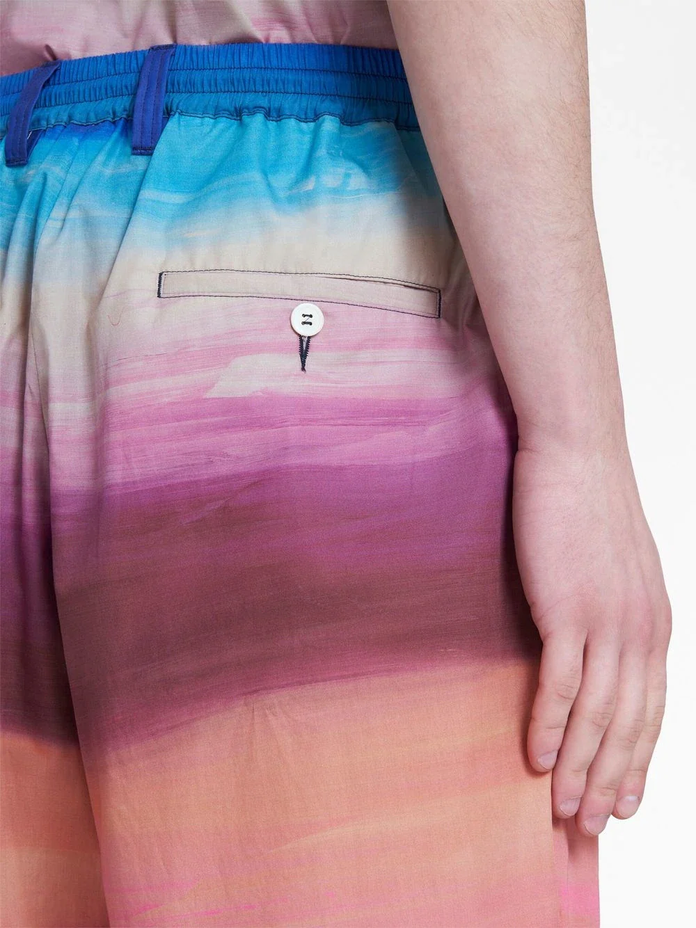 Painterly-Print Pleated Cotton Shorts - Image 4