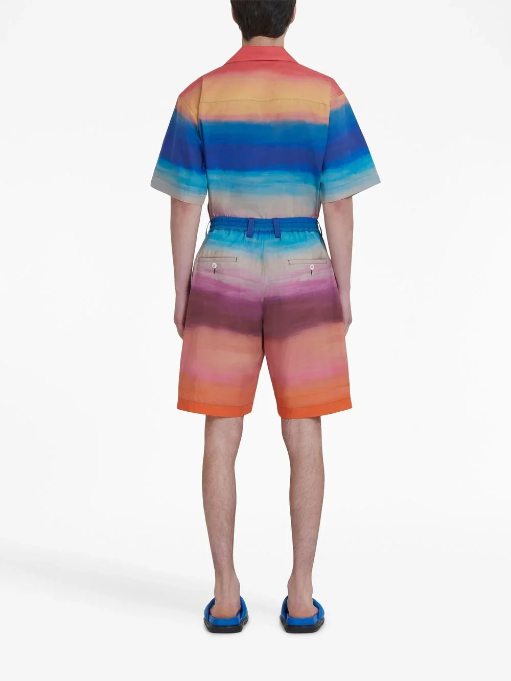 Painterly-Print Pleated Cotton Shorts - Image 5