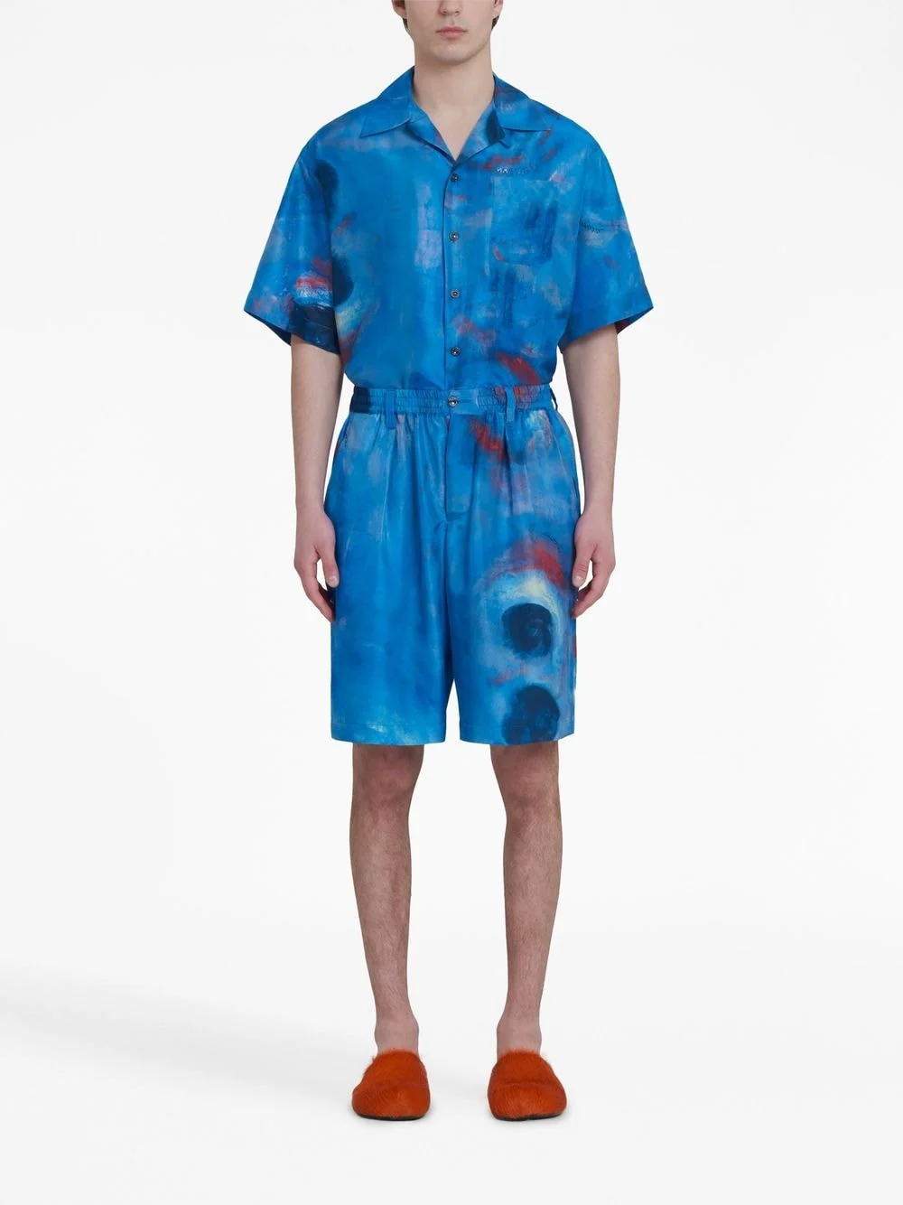 Painterly-Print Silk Shorts - Image 3