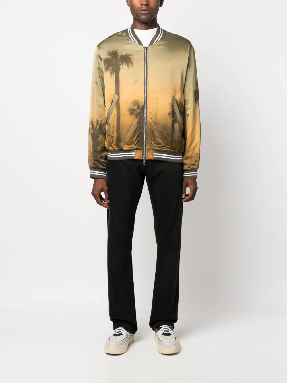 Palm Tree-Print Bomber Jacket - Image 2