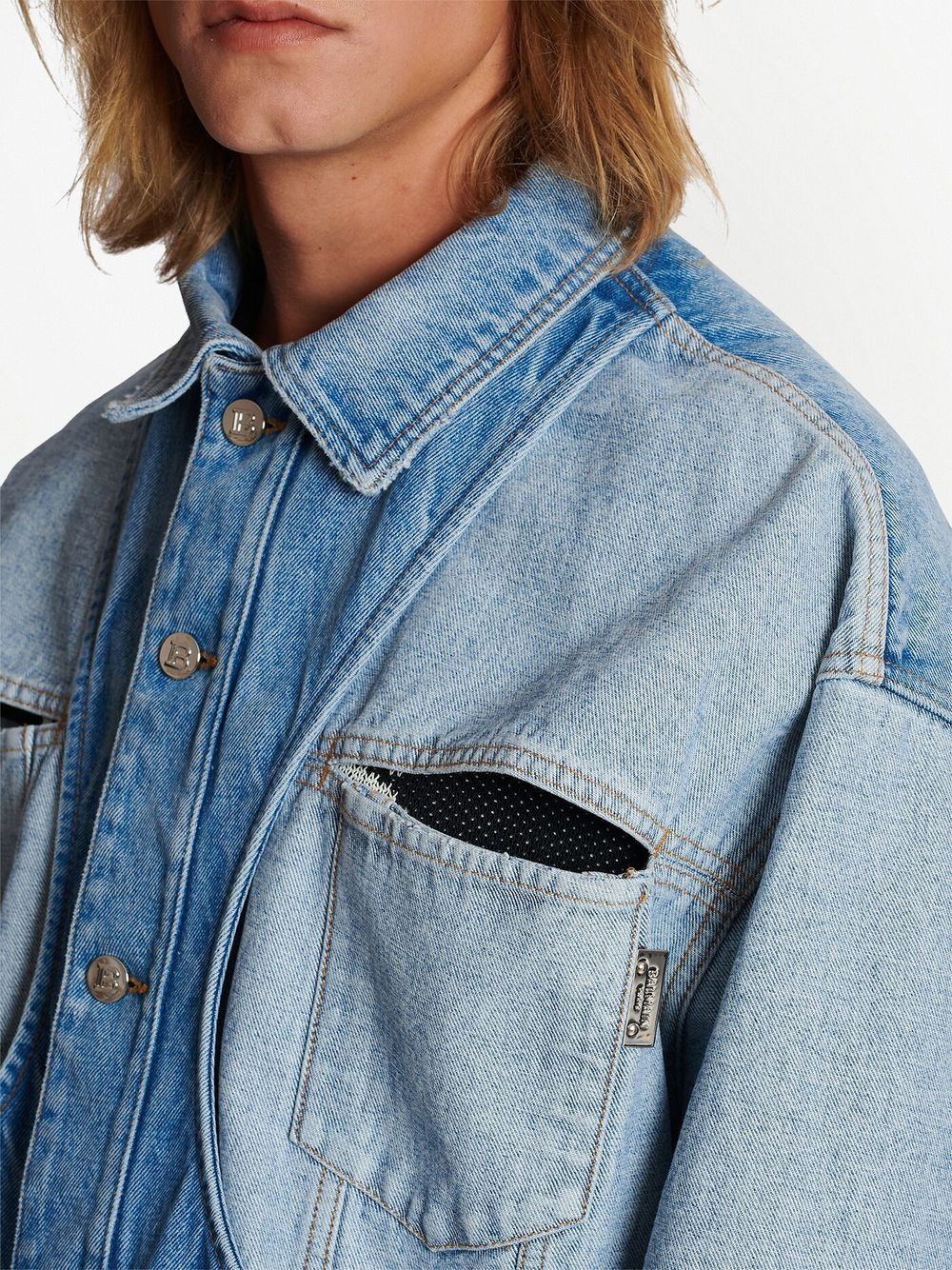 Panelled-Design Denim Jacket - Image 3