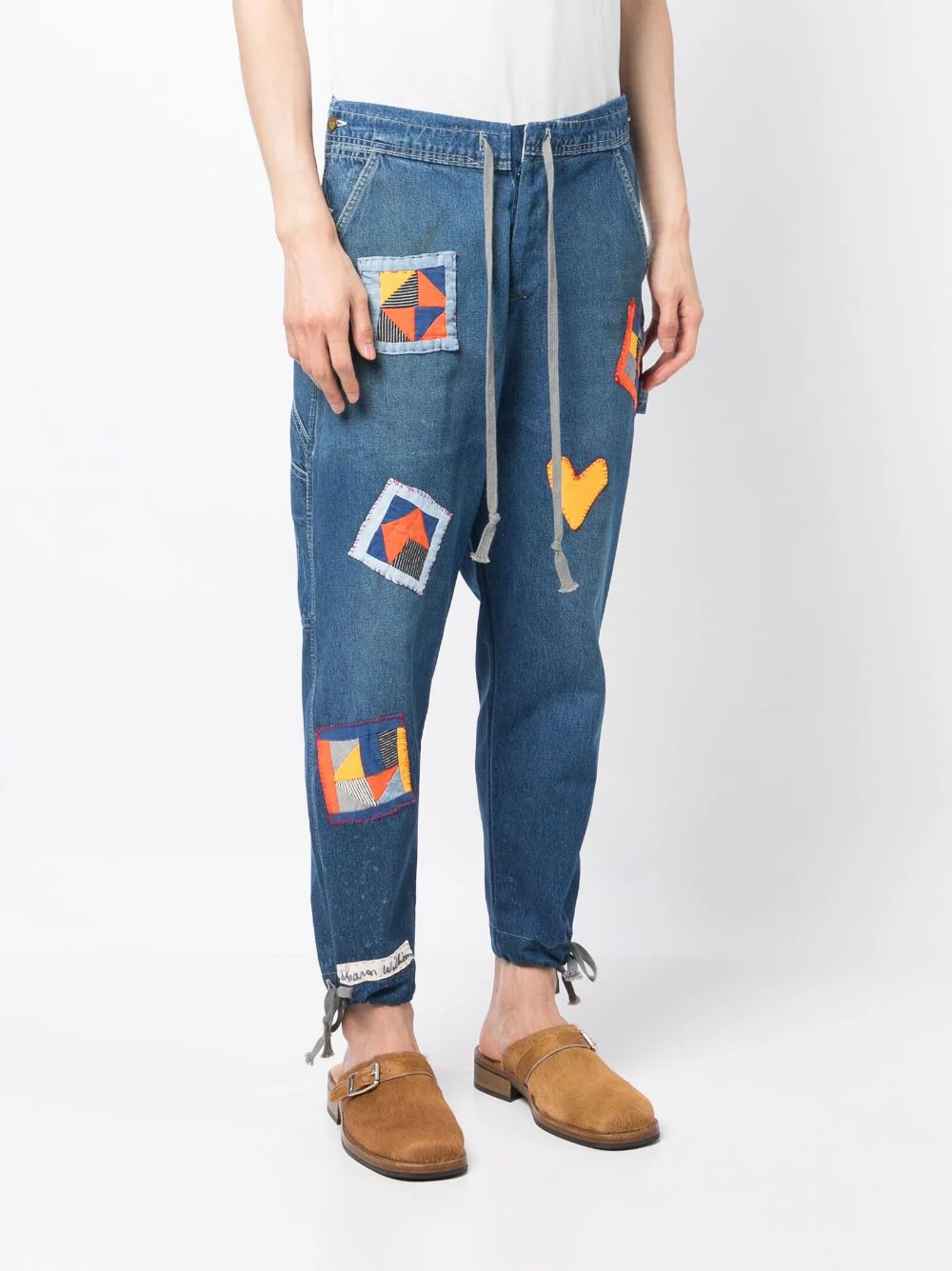 Patch-Detail Drawstring Jeans - Image 5