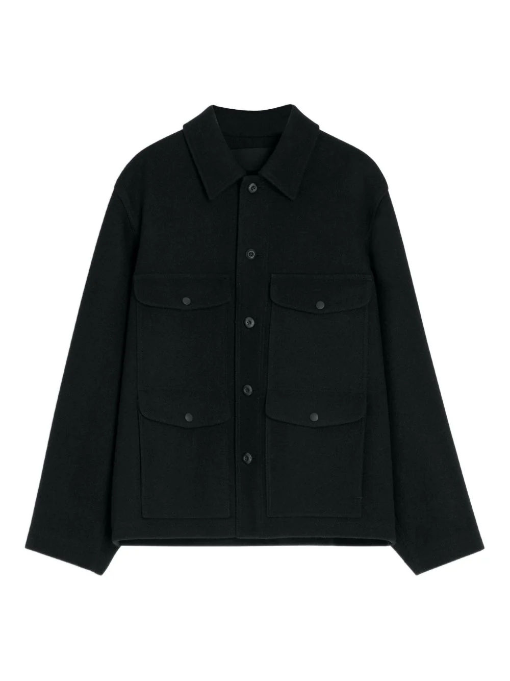 Patch-Pocket Buttoned Shirt Jacket