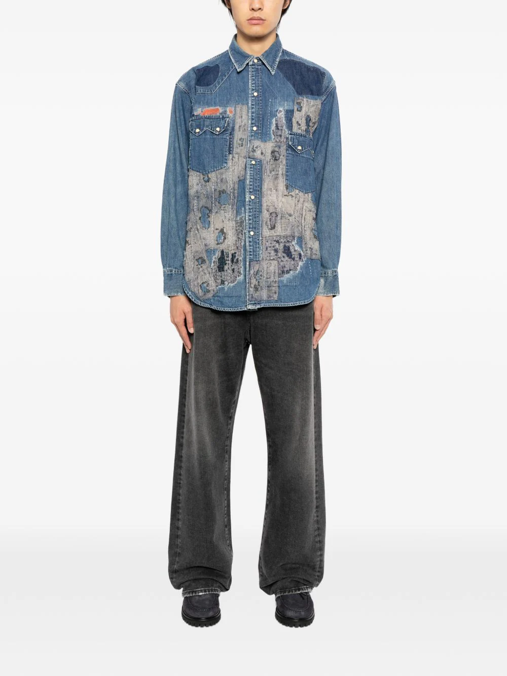 Patch-Work Denim Shirt - Image 4