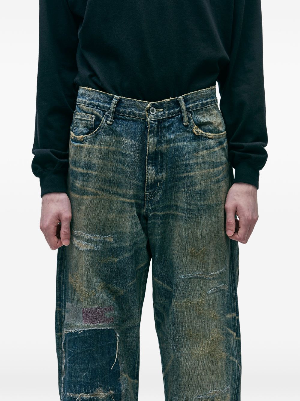 Patchwork Cotton Jeans - Image 3