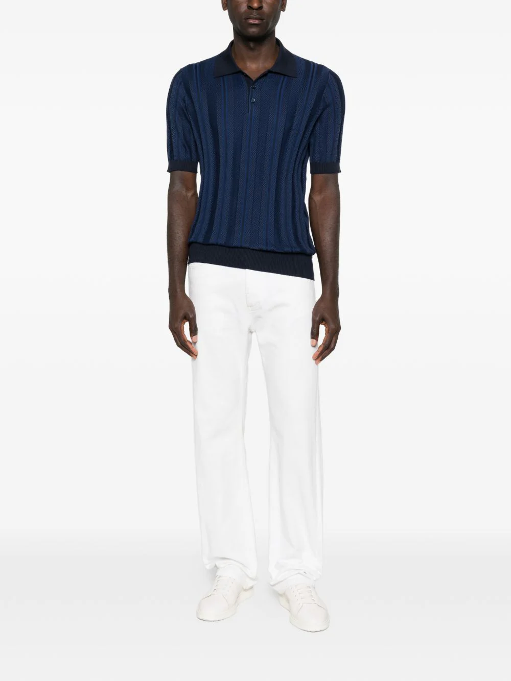 Patterned Short-Sleeve Polo Shirt - Image 4
