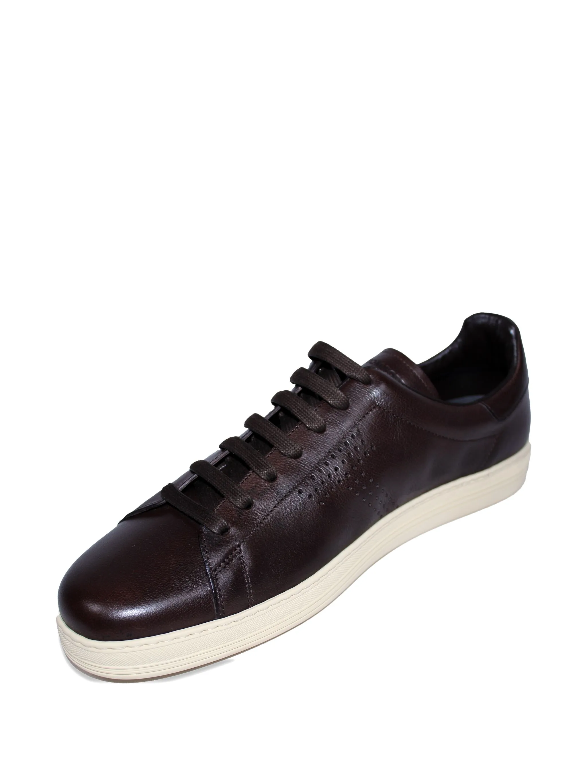 Perforated-Detail Leather Sneakers - Image 3