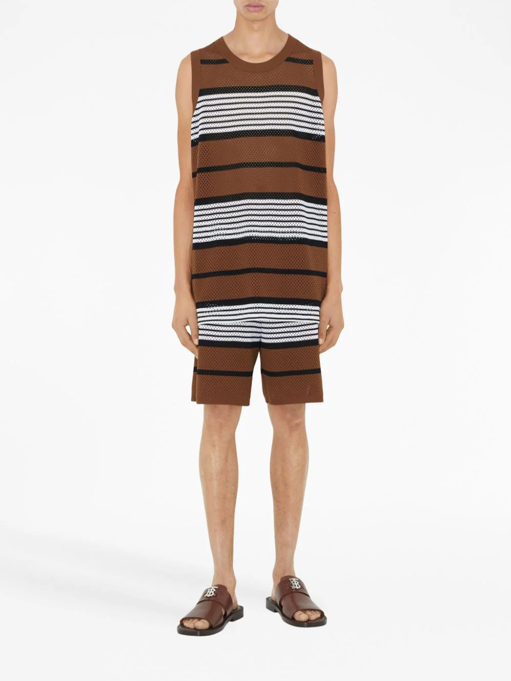 Perforated Striped Bermuda Shorts - Image 4