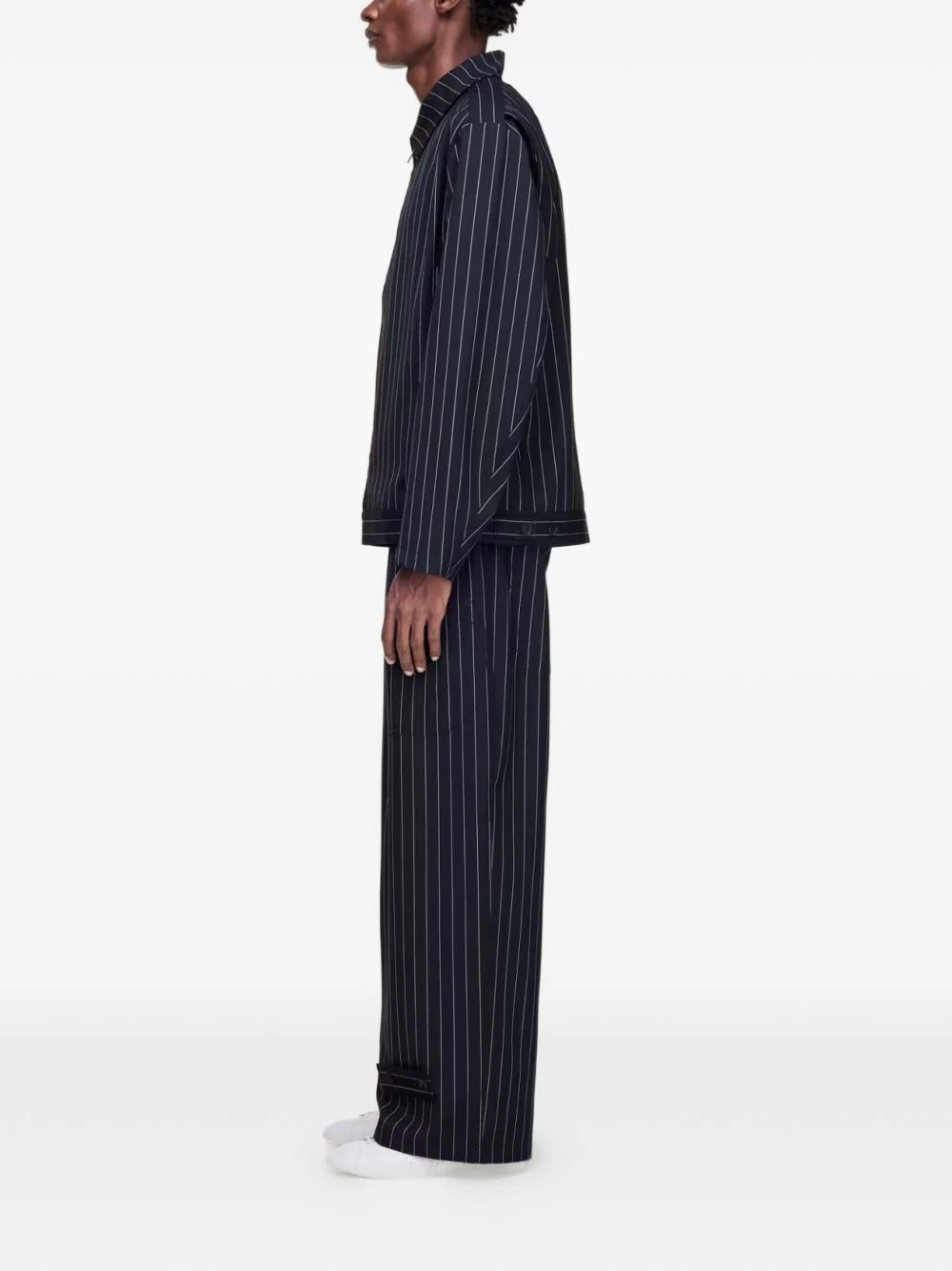 Pinstripe Drawstring Trousers - Image 3
