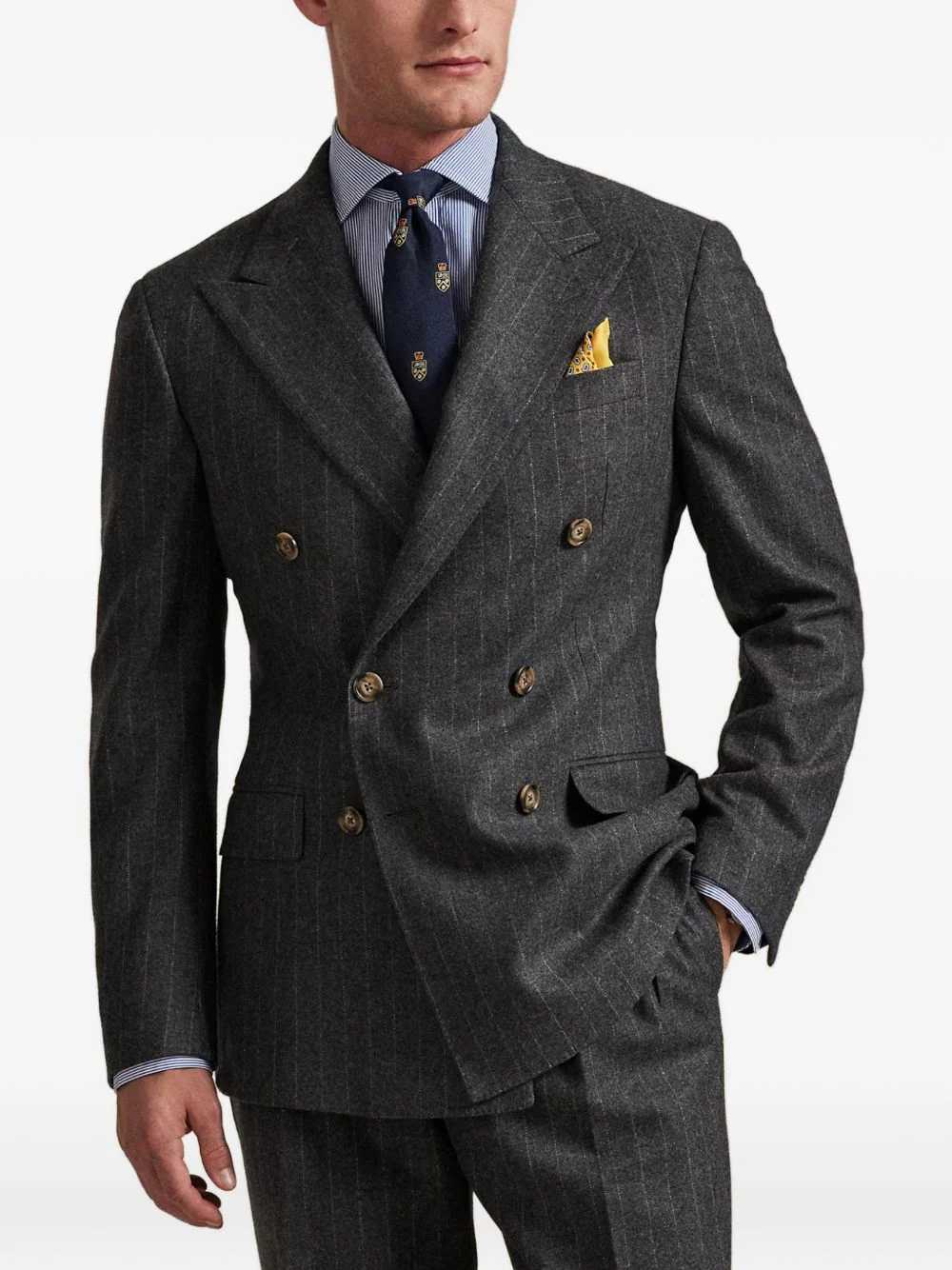 Pinstripe-Pattern Double-Breasted Suit - Image 4