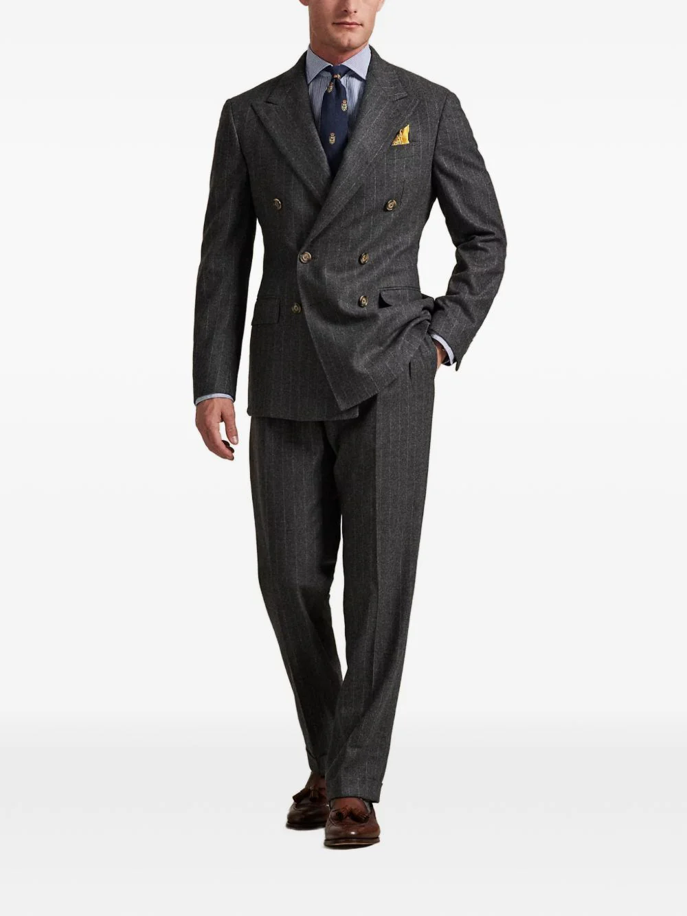 Pinstripe-Pattern Double-Breasted Suit - Image 5