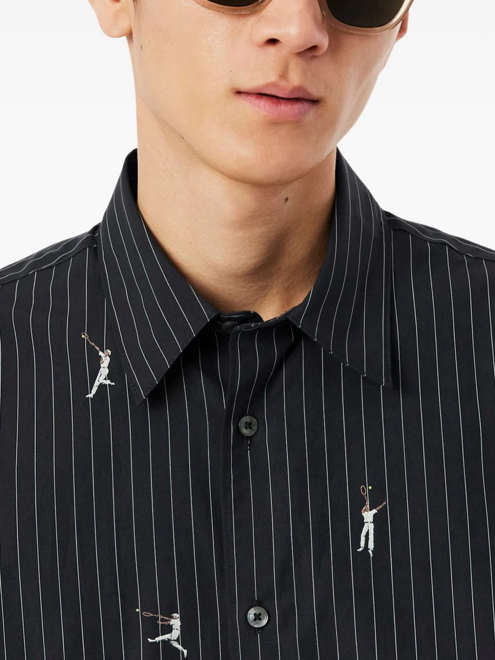 Pinstripe Tennis-Print Shirt - Image 5