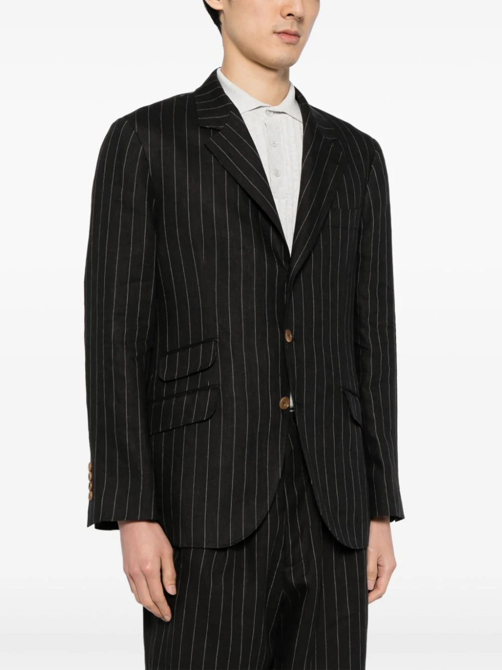 Pinstripe Virgin Wool Blazer - Image 3