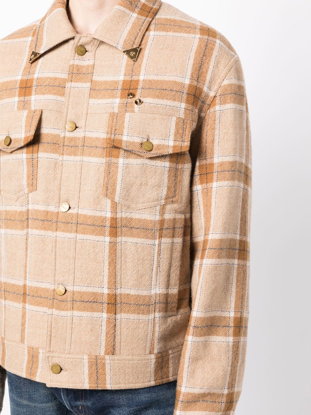 Plaid-Check Print Shirt Jacket - Image 3