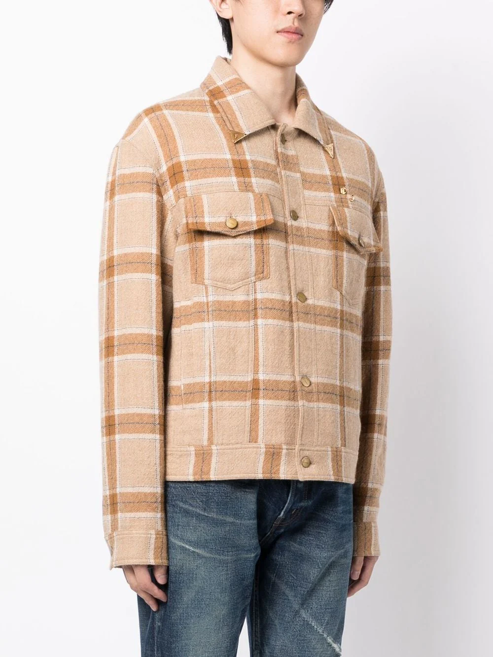 Plaid-Check Print Shirt Jacket - Image 4