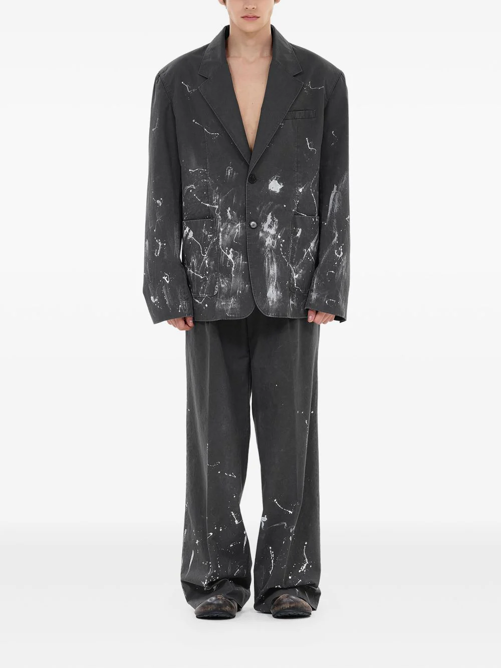 Pleated Paint-Splatter Trousers - Image 3
