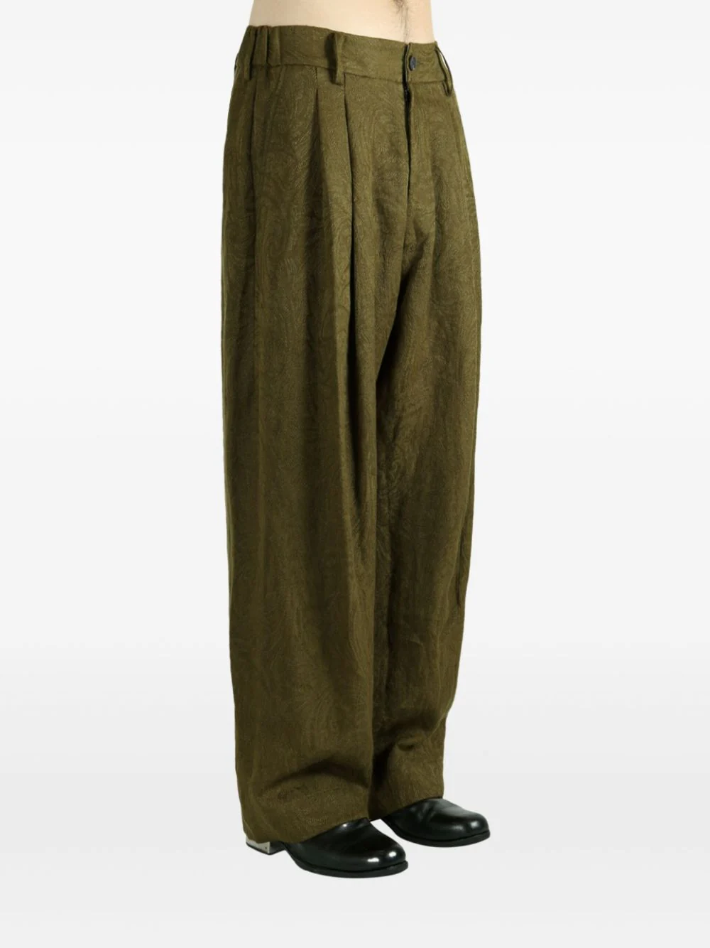 Pleated Patterned Trousers - Image 3