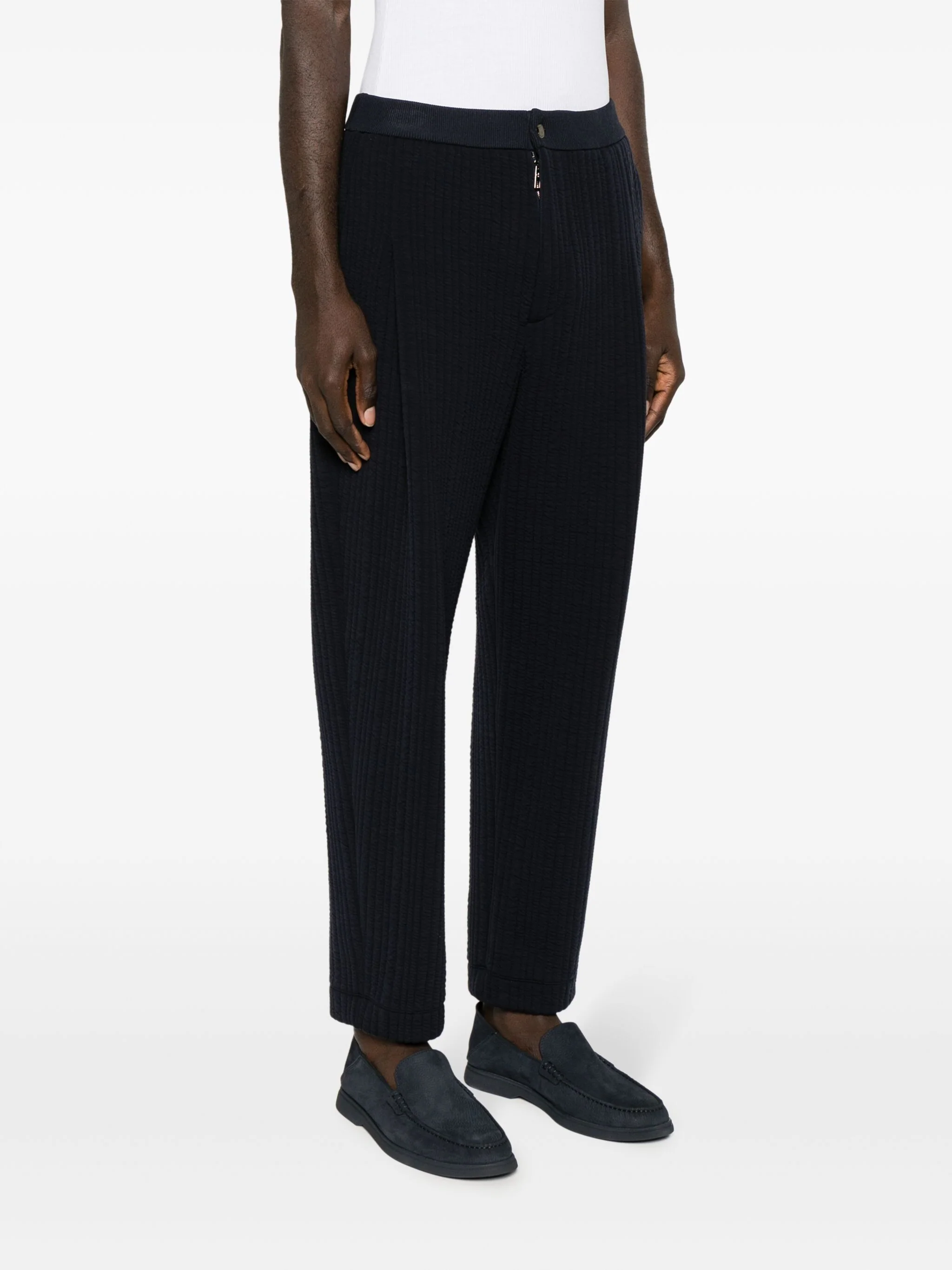 Pleated Quilted Tapered Trousers - Image 3