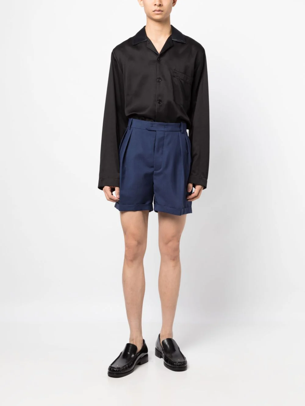 Pleated Twill Tailored Shorts - Image 3