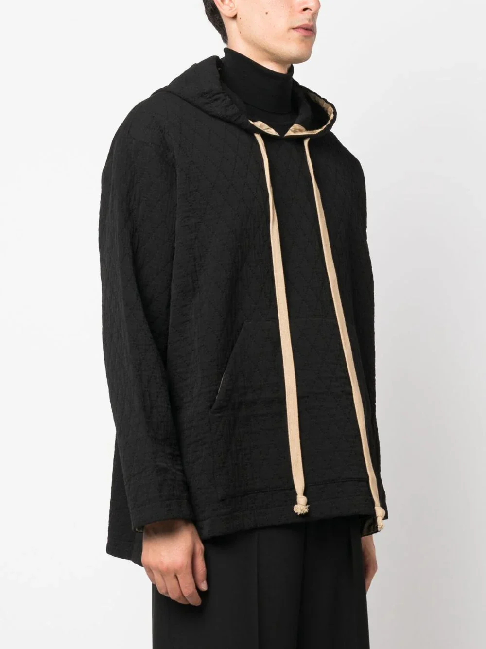 Quilted Drawstring Hoodie - Image 3