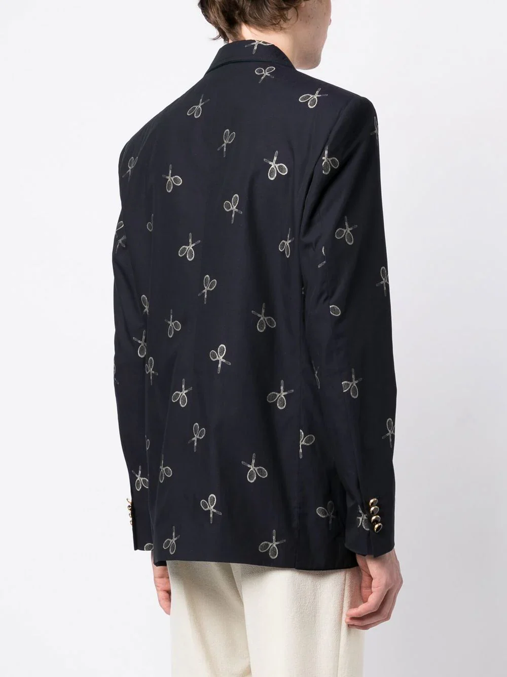 Racket-Print Double-Breasted Blazer - Image 4