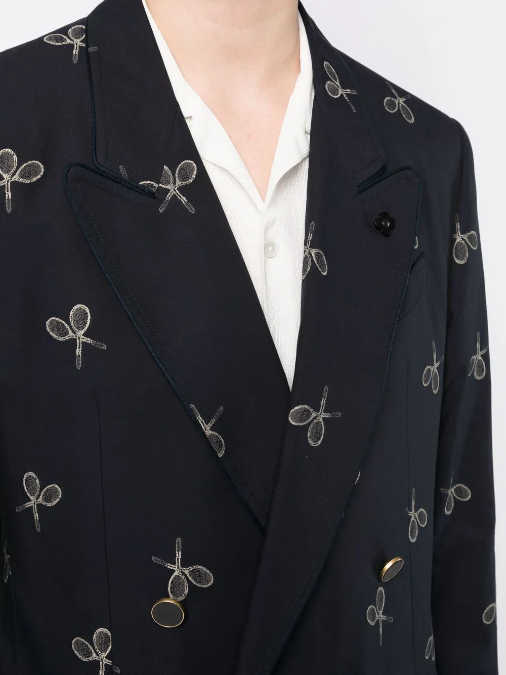 Racket-Print Double-Breasted Blazer - Image 5