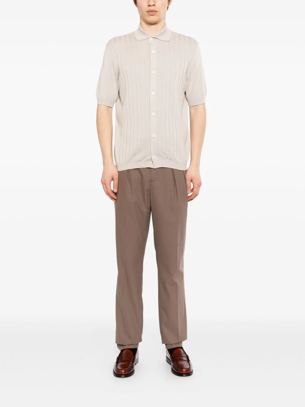 Ribbed Buttoned Polo Shirt - Image 2