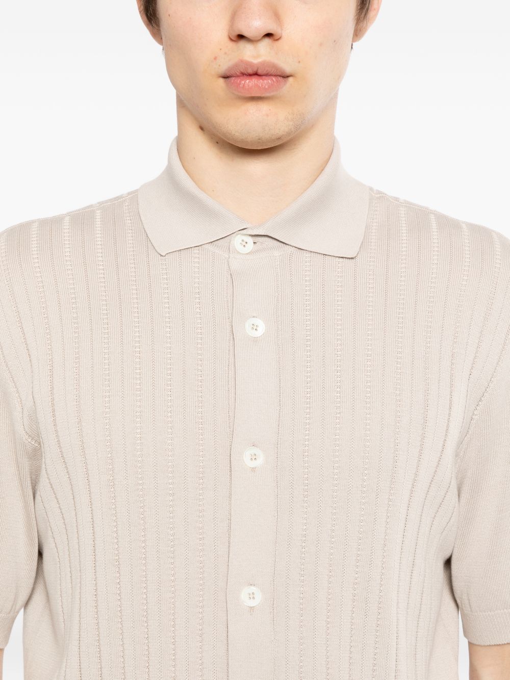 Ribbed Buttoned Polo Shirt - Image 3