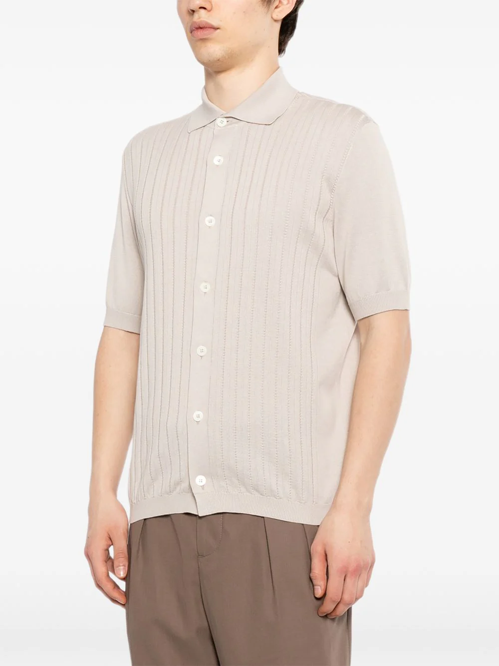 Ribbed Buttoned Polo Shirt - Image 4