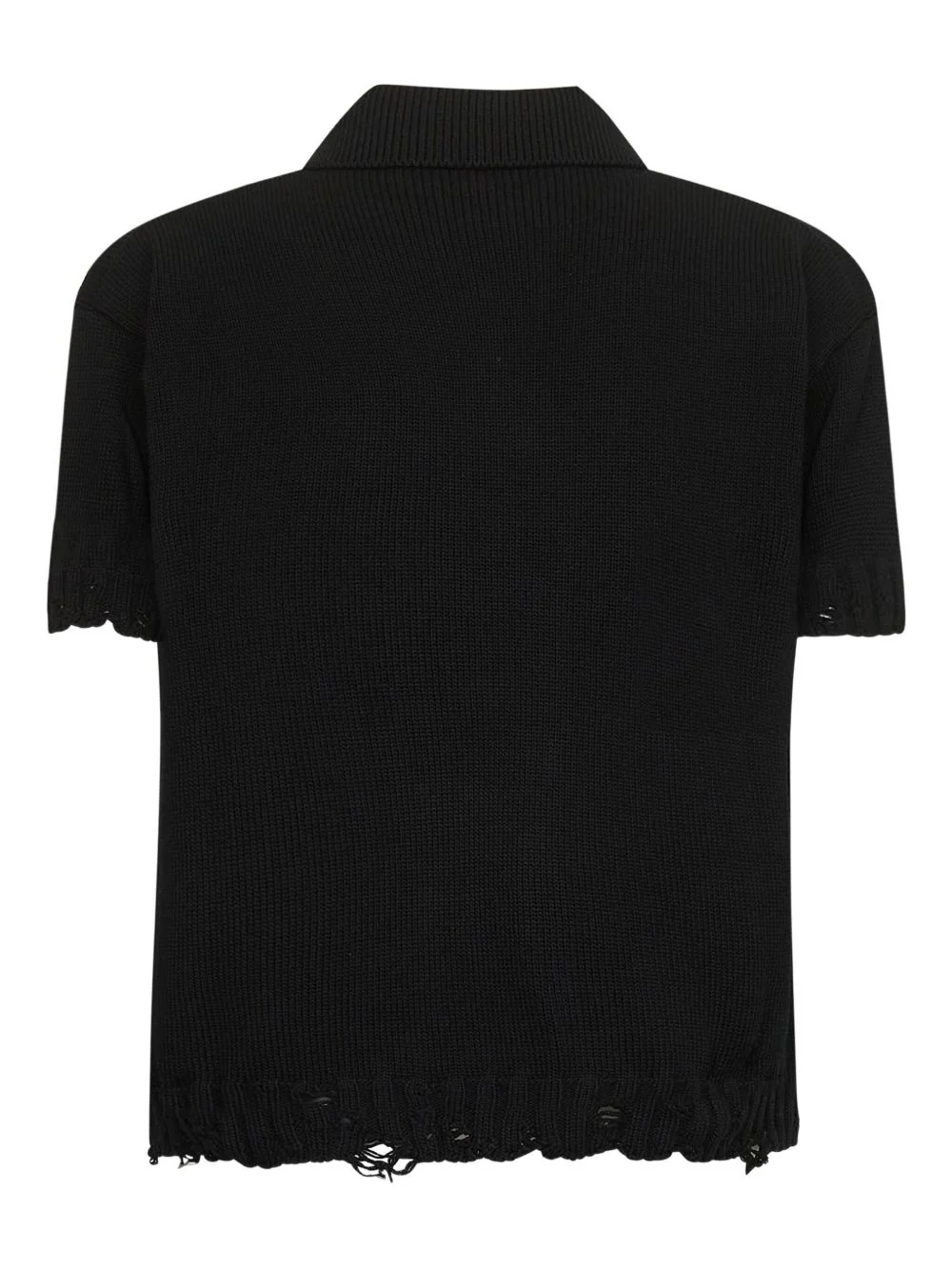 Ribbed-Collar Frayed-Edge Polo Shirt - Image 2