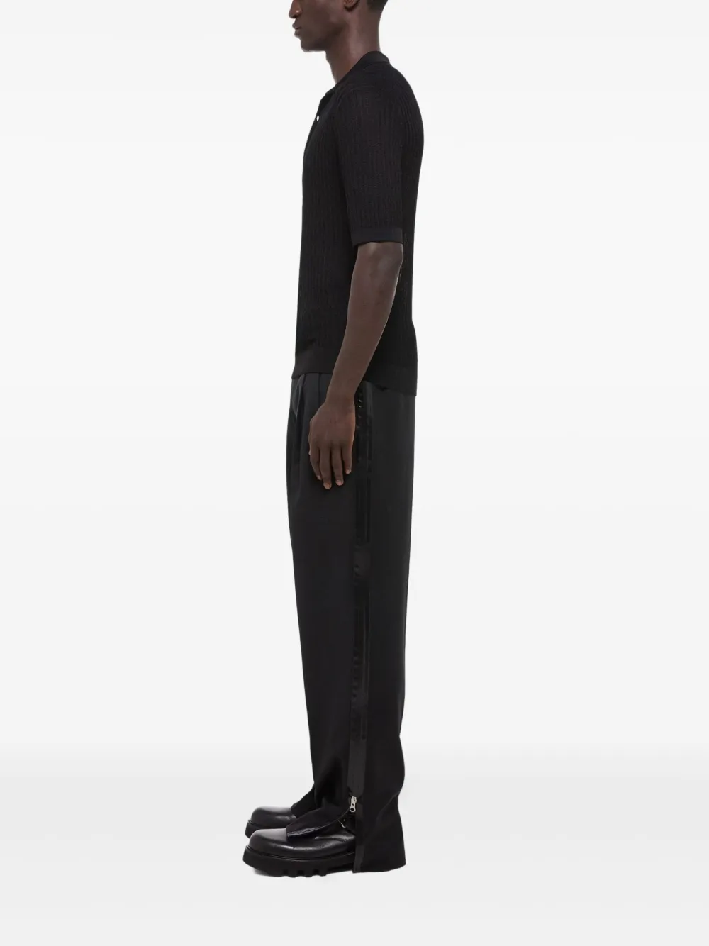 Ribbed-Knit Polo Shirt - Image 3
