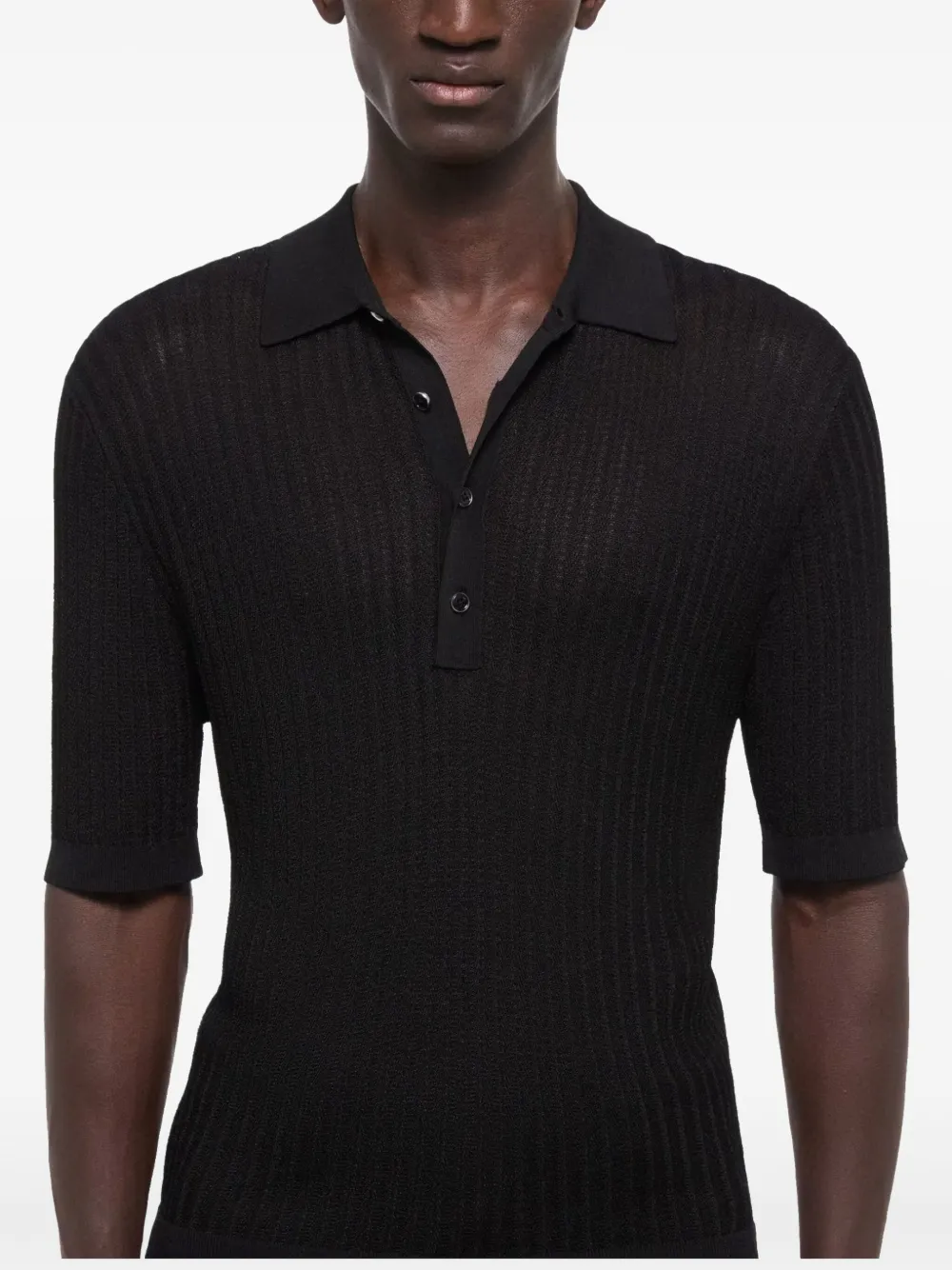 Ribbed-Knit Polo Shirt - Image 5