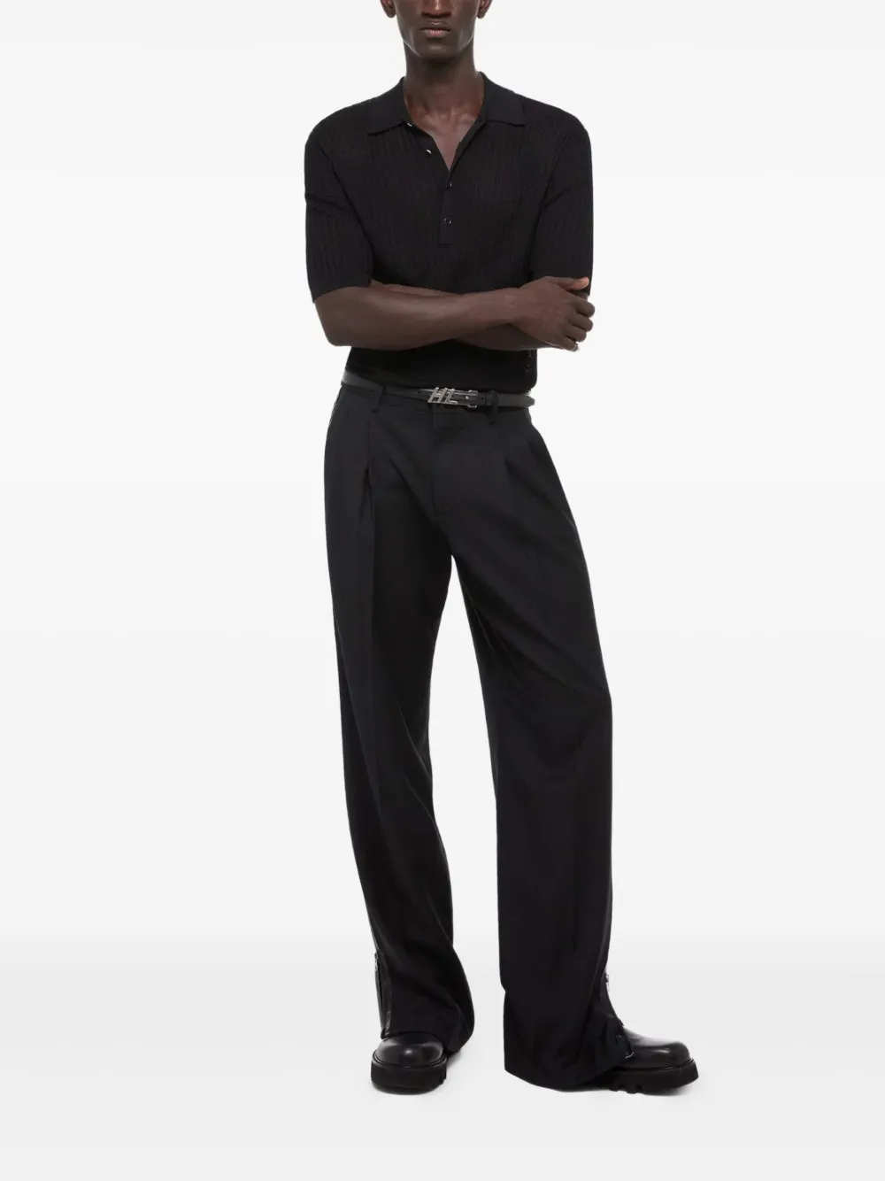 Ribbed-Knit Polo Shirt - Image 6