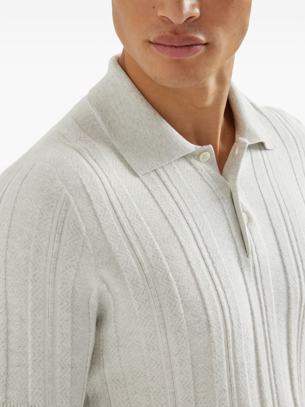 Ribbed Knit Polo Shirt - Image 2