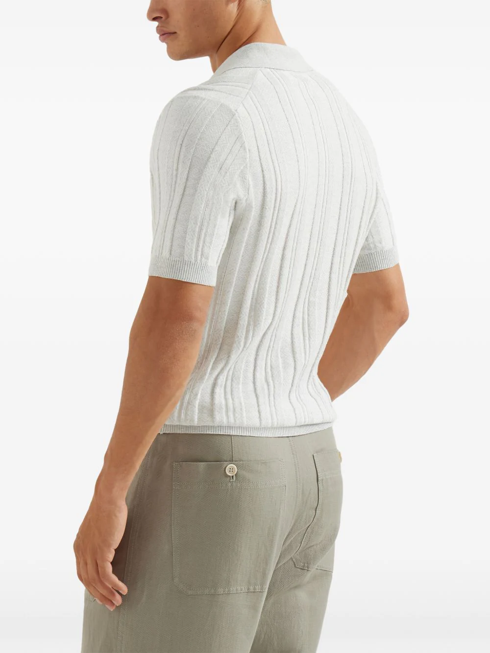 Ribbed Knit Polo Shirt - Image 4