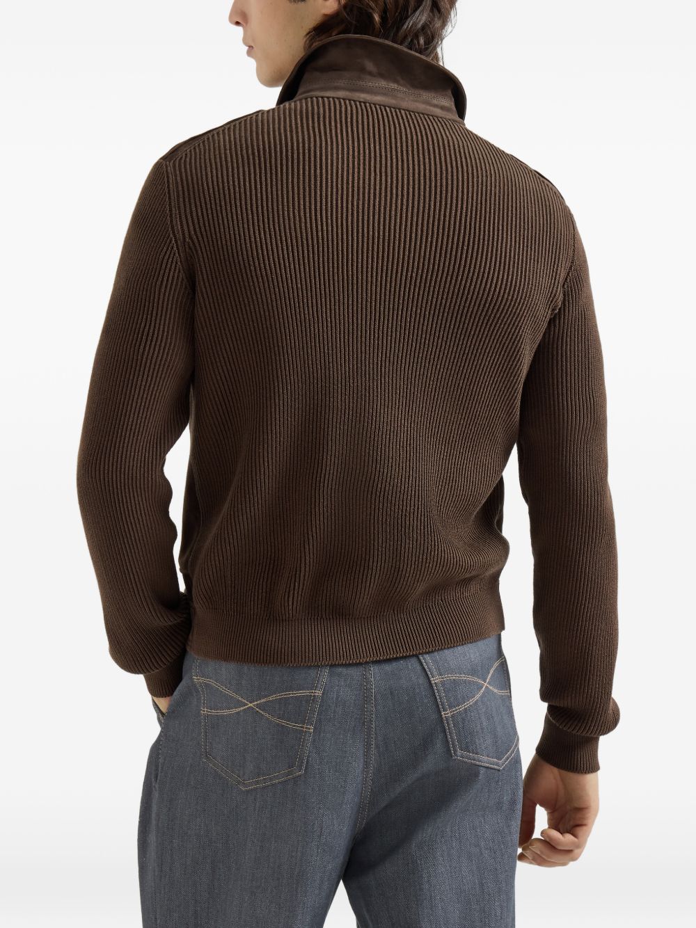 Ribbed-Knit Suede Jacket - Image 3