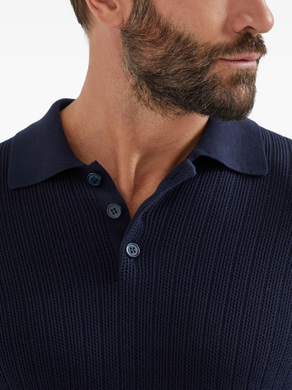 Ribbed Long-Sleeve Polo Shirt - Image 4