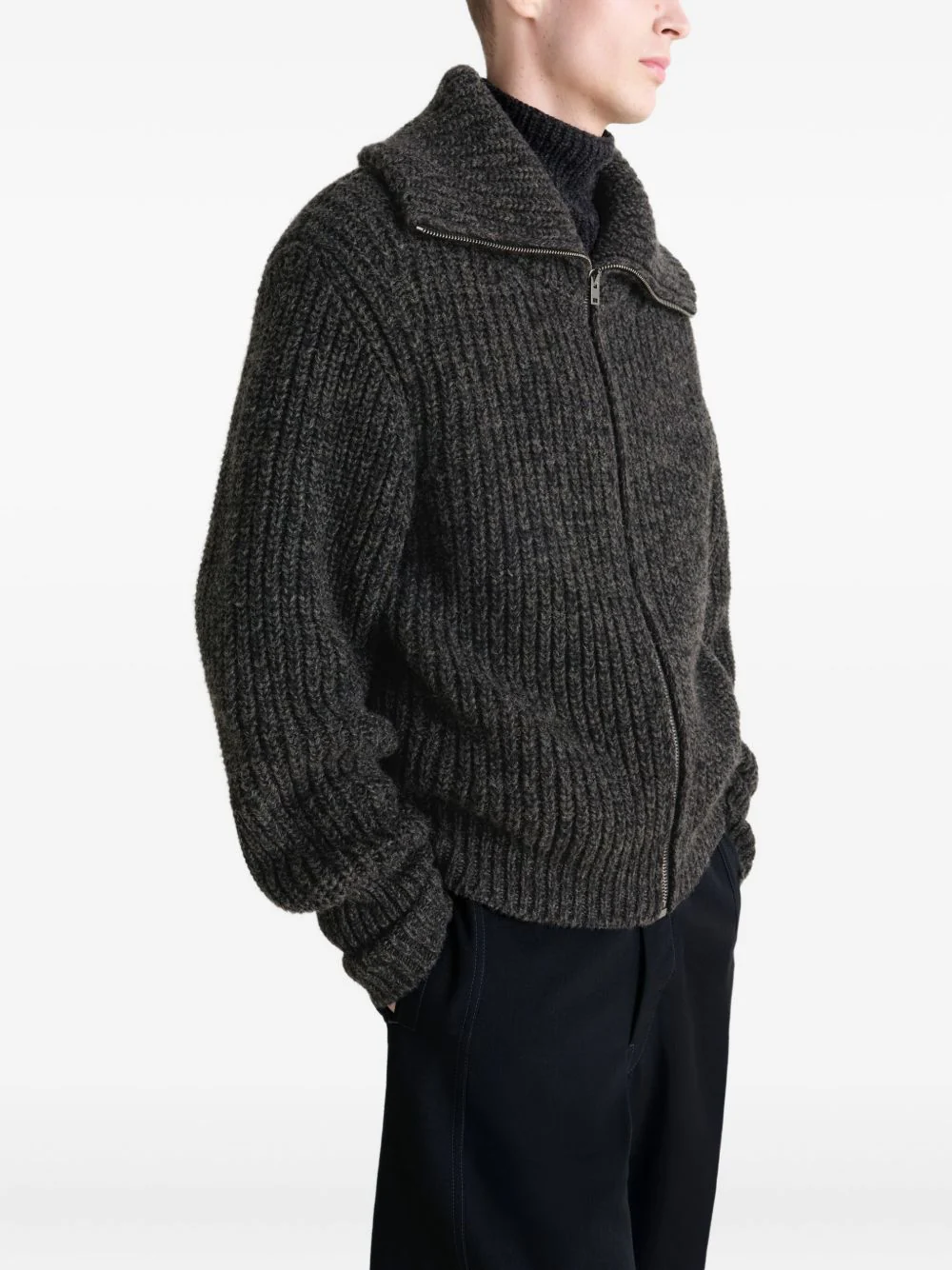 Ribbed Zip-Up Cardigan - Image 3