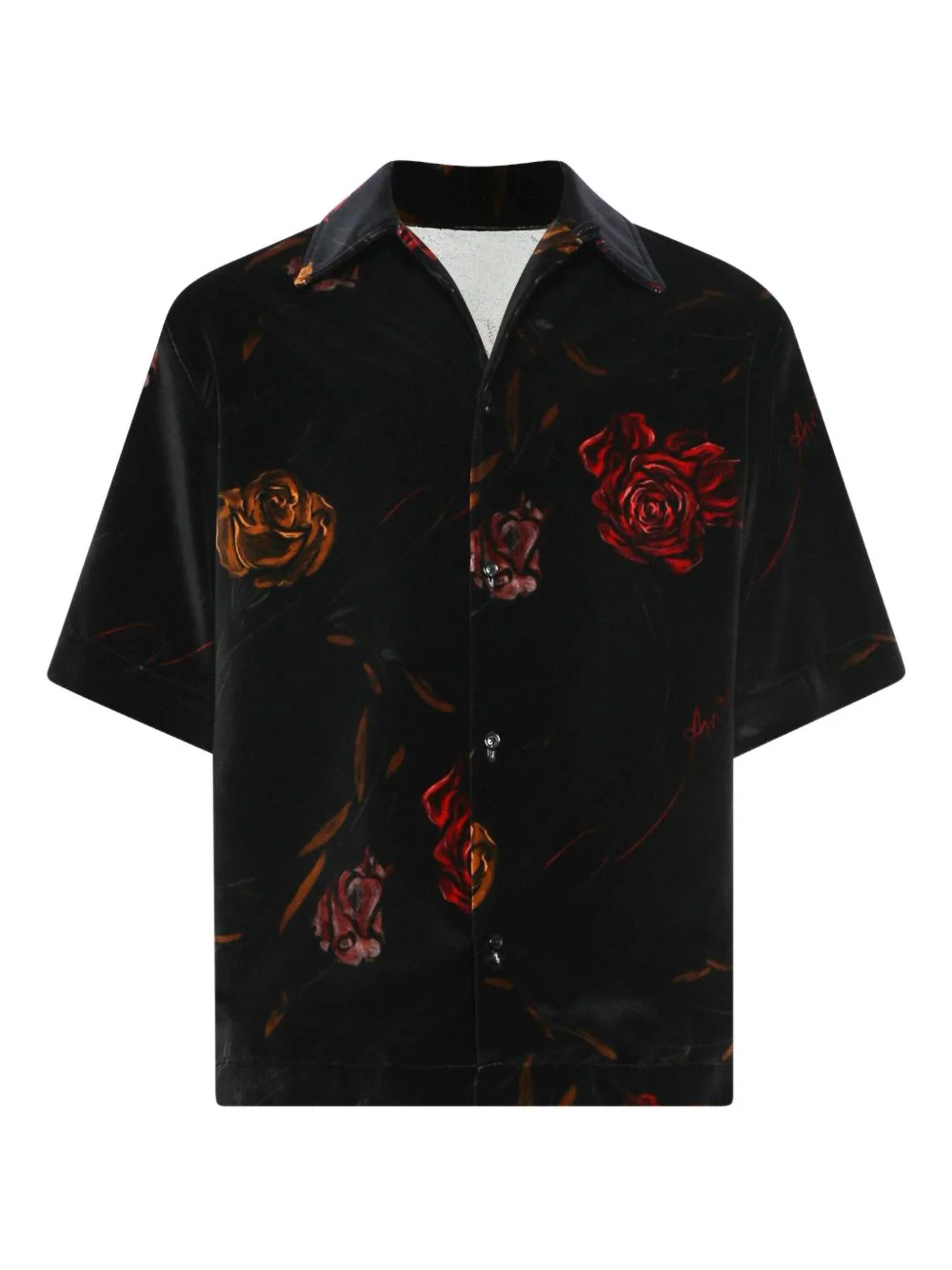 Rose-Print Velvet Shirt