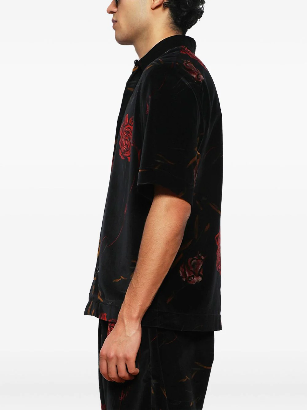 Rose-Print Velvet Shirt - Image 3