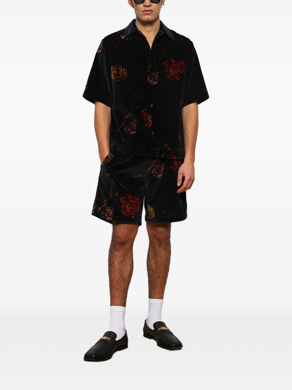 Rose-Print Velvet Shirt - Image 4